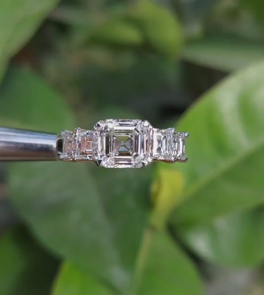 4.15 TCW Asscher Lab Diamond Engagement Ring, Wedding Anniversary Ring