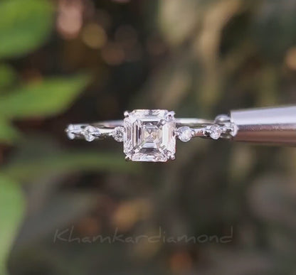 1 CT Asscher Cut Lab Grown Diamond Ring – IGI Certified Pave Engagement Ring For Her