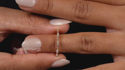 Round Lab Diamond Bubble Band – 14K Gold Stackable Ring