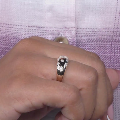 Lab Diamond Starburst Dome Ring – 14K Gold Celestial Band
