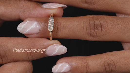 Lab Grown Diamond Pave Signet Ring – 14K Gold Minimal Pinky Ring
