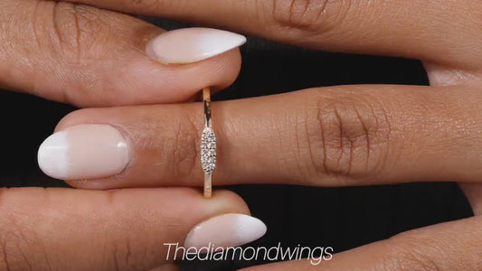 14K Gold Pave Lab Diamond Tiny Signet Ring