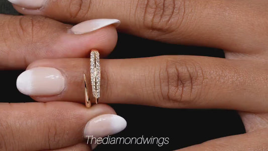 Lab Diamond Bypass Wrap Ring – 14K Gold Adjustable Cuff Ring