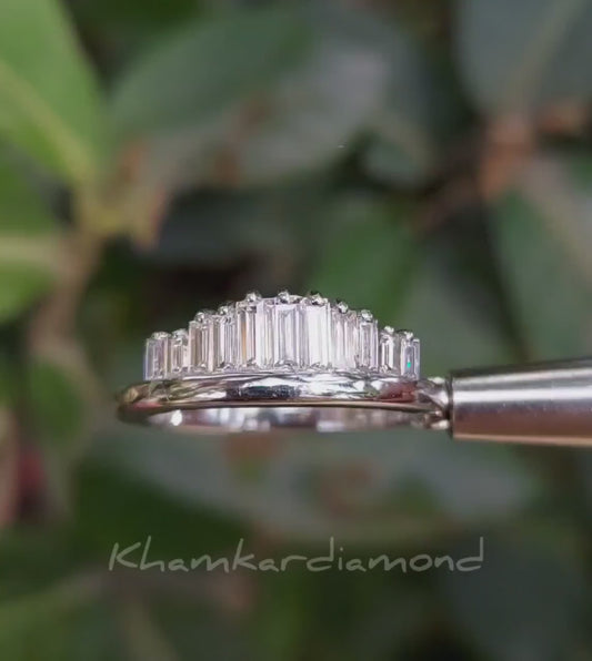 Baguette Cut Lab Diamond Ring | Bridal Wedding Band