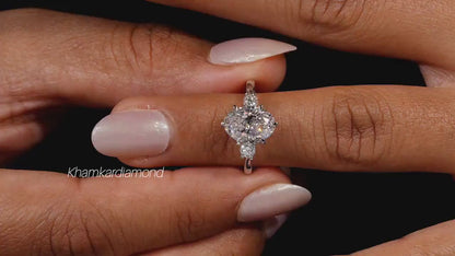 2CT Oval Three Stone Lab Grown Diamond Engagement Ring