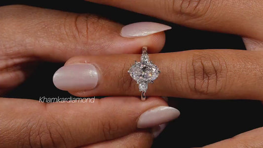2CT Oval Three Stone Lab Grown Diamond Engagement Ring