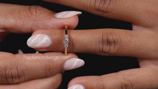 Round Cut Lab Grown Diamond Three Stone Engagement Ring
