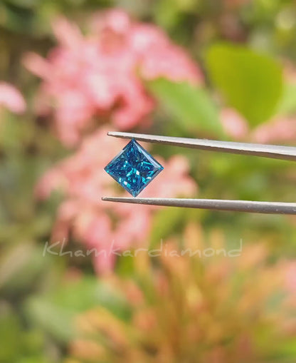 Fancy Blue Princess Cut Lab Grown Diamond for Engagement Rings