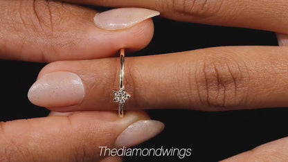 14K Gold Lab Grown Diamond Star Celestial Ring
