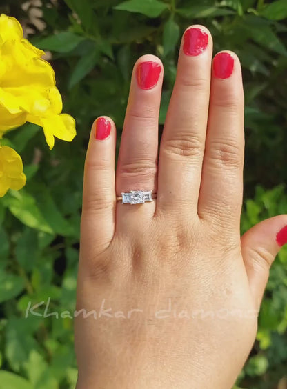 Princess Cut Lab Diamond Three Stone Ring Wedding Ring