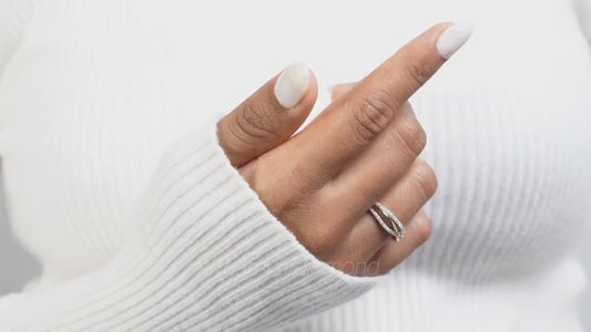 Crossover Lab Diamond Ring 14K Gold Criss Cross Wedding Band