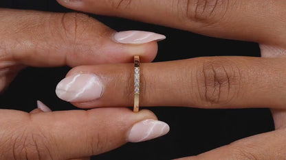 5 Stone Lab Diamond Band Thin Stackable Wedding Ring