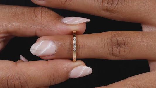5 Stone Lab Diamond Band Thin Stackable Wedding Ring
