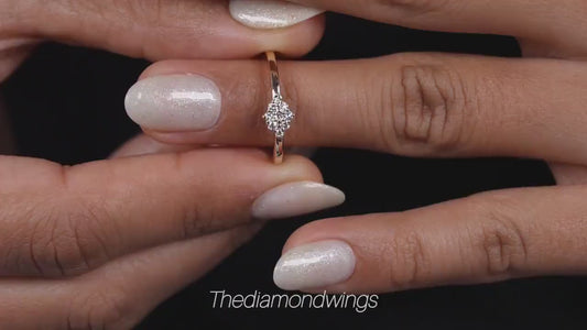 Lab Diamond Cluster Ring 14K Gold Minimalist Dainty Ring