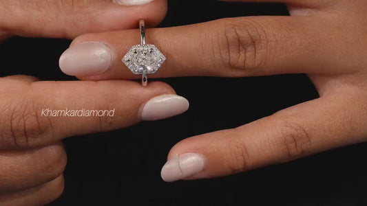 Dutch Marquise Lab Diamond Halo Engagement Ring