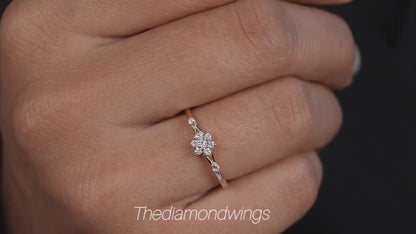 Lab Grown Diamond Flower Cluster Ring – Minimalist Stackable Daily Wear