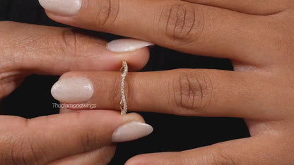 14K Gold Lab Grown Diamond Thin Wavy Stacking Ring