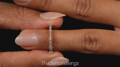 14K Gold Lab Diamond Pave Half Eternity Minimalist Ring