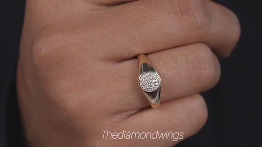 Lab Diamond Pave Signet Pinky Ring for Women