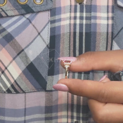 Pink Emerald Cut Lab Grown Diamond Engagement Ring For Her