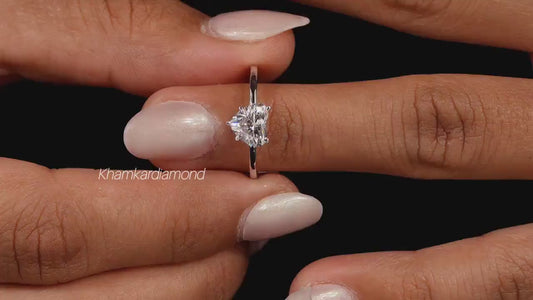 1.00CT Heart Lab  Diamond Engagement Ring – Hidden Halo Solitaire Ring for Her
