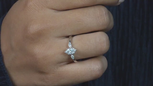 Marquise Lab Diamond Three Stone wedding ring