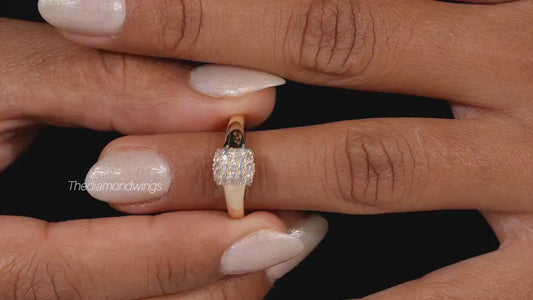 Lab Grown Diamond Signet Ring – 14K Gold Pave Minimal Ring