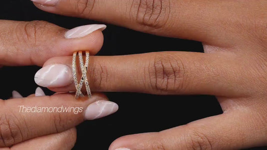 Crossover Lab Diamond Wedding Band 14K Gold Stackable Ring