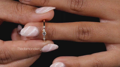 5 Stone Lab Diamond Ring – Minimalist Gold Wedding Band