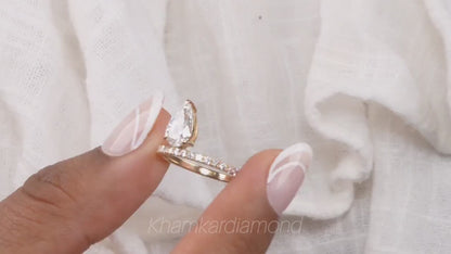 1CT Pear Cut Lab Grown Diamond Halo Engagement Ring For Gift
