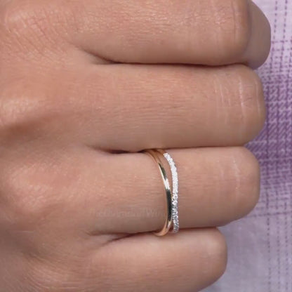 Lab Diamond Double Band Ring – 14K Gold