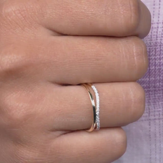 Lab Diamond Double Band Ring – 14K Gold