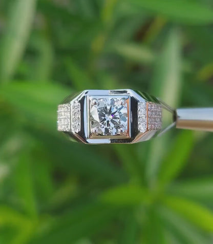 1CT Round Cut Lab Grown Diamond Men’s Ring | CVD Diamond Band