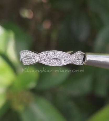 Lab Diamond Wedding Band – Infinity Twisted Pave Stackable Ring