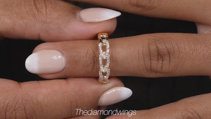 14K Gold Lab Grown Diamond Cuban Link Chain Ring