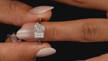 Emerald & Pear Cut Lab Diamond Toi Et Moi Ring – Two Stone Engagement Ring