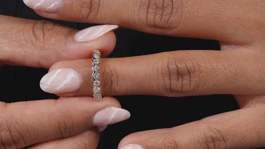 14K Gold Round Lab Grown Diamond Half Eternity Wedding Band