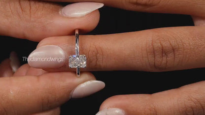 1.00 CT Radiant Cut Lab Grown Diamond Solitaire Engagement Ring
