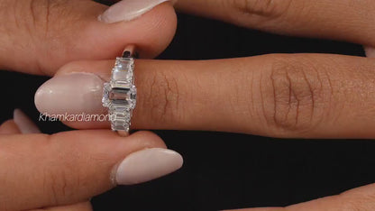 Emerald Cut Lab Diamond Ring – Five Stone IGI Certified