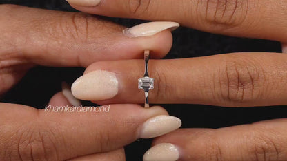Emerald Cut Lab Diamond Ring 0.25CT – Dainty Gold Ring