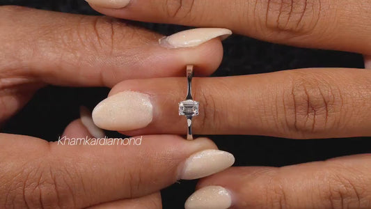 0.25CT Emerald Cut Lab Diamond Ring,Dainty Engagement Ring,Minimalist Diamond Ring,Tapered Band Ring,Comfort Fit Ring,Birthday Gift Ring