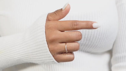 14K Yellow Gold Lab Diamond Curved Wedding Band