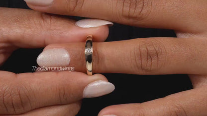 14K Gold Lab Grown Diamond Bezel Engagement Ring