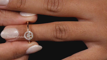 Smiley Face Diamond Ring 14K Gold Minimalist Daily Wear Ring