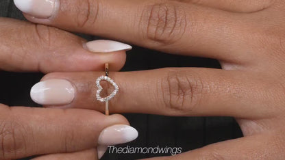 Lab Diamond Heart Ring 14K Gold Minimalist Love Ring