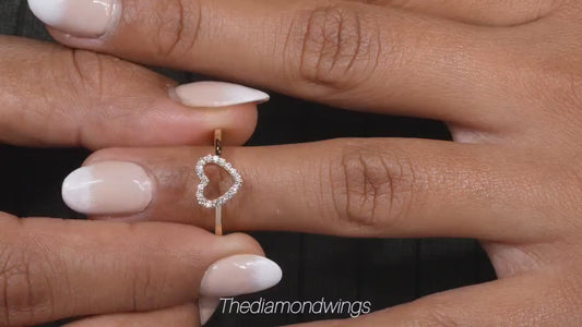 Lab Diamond Heart Ring 14K Gold Minimalist Love Ring