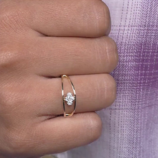 Round Lab Diamond Cluster Split Shank Engagement Ring