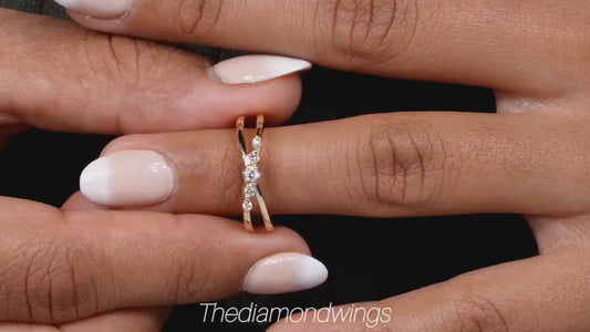 14K Gold Lab Grown Diamond 5 Stone Split Shank Ring