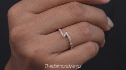 14K Gold Lab Diamond Zigzag Knuckle Ring