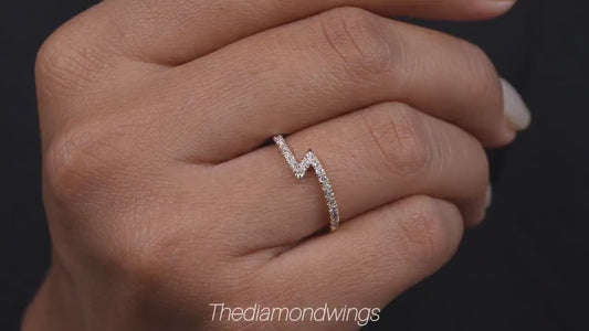 14K Gold Lab Diamond Zigzag Knuckle Ring